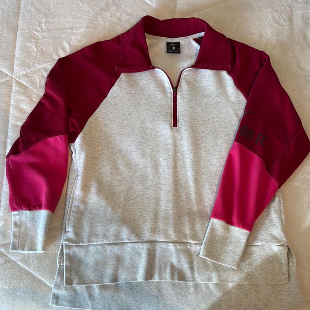 Nike Women's Crew Neck Sweater - Gray and Red